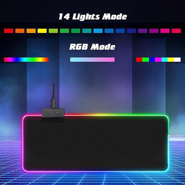 

mouse pads & wrist rests rgb gaming pad beexcellent 14 lights modes soft mousepad anti-slip rubber base computer keyboard mat accessory