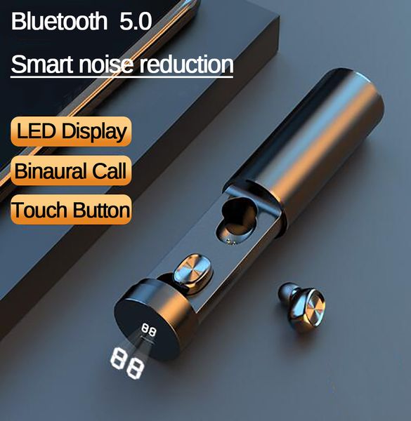 

b9 tws bluetooth in-ear earbuds 5.0 wireless earphone 8d hifi sound sport mic earbuds gaming earbud music in-ear earphone with led