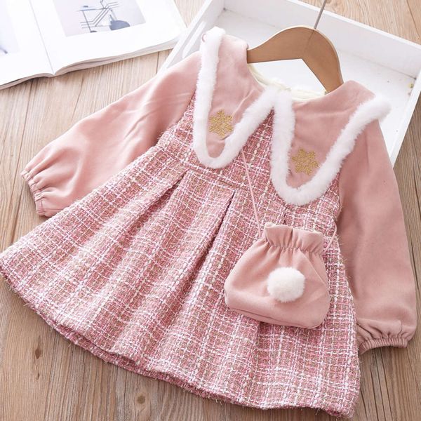 

winter little fragrance girls' 2020 skirt plush with pointed collar new year's drs pbhchon5bbpr, Red;yellow