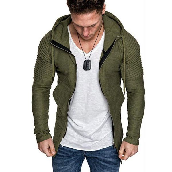 

feitong men autumn long sleeve pockets hooded sweatshirt tee outwear blouse, Black