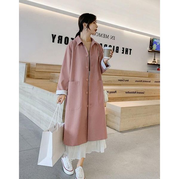 

women's trench coats coat 2021 spring fashion single-breasted long windbreaker women slim with belt outerwear mujer female, Tan;black