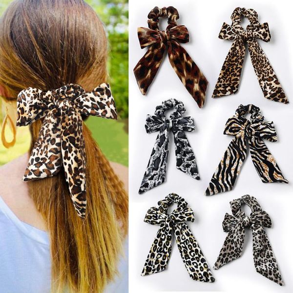 

hair accessories women's fashion animal leopard scrunchies bow elastic rubber band rope ponytail holder hairbands