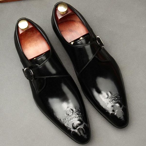 

dress shoes men formal leather black strap office wedding fashion genuine basic pointed toe oxford mens shoe