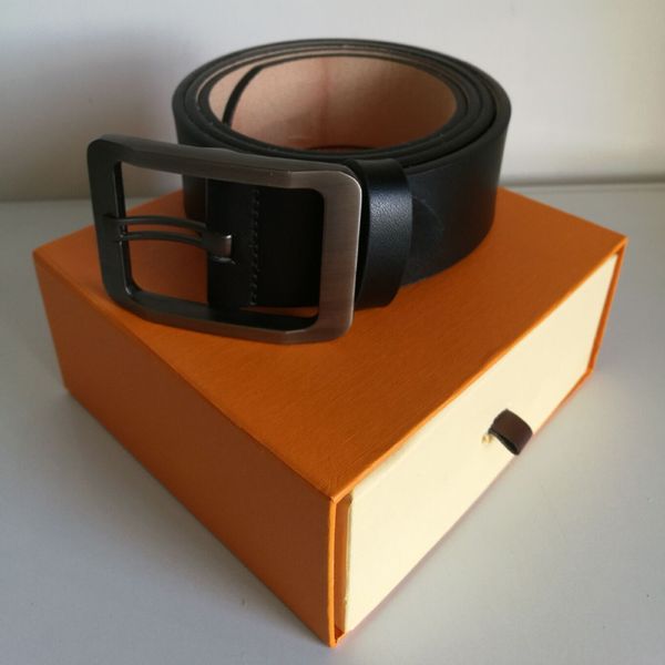 

new hip big buckle belt fashion women genuine leather designer cowhide belt for men with box, Black;brown