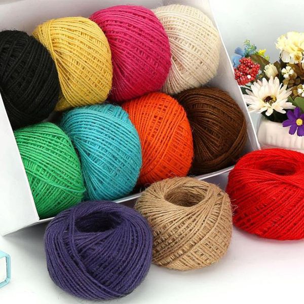 

1.5mm 50m/roll natural burlap hessian jute twine cord rope wedding gift packing strings christmas event & party decor1, Black;white