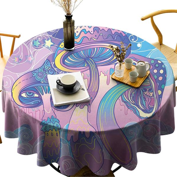 

круглый стол настольный проливной скатерть триппи рисование хиппи декор шестидесятых видения психоделический шаман