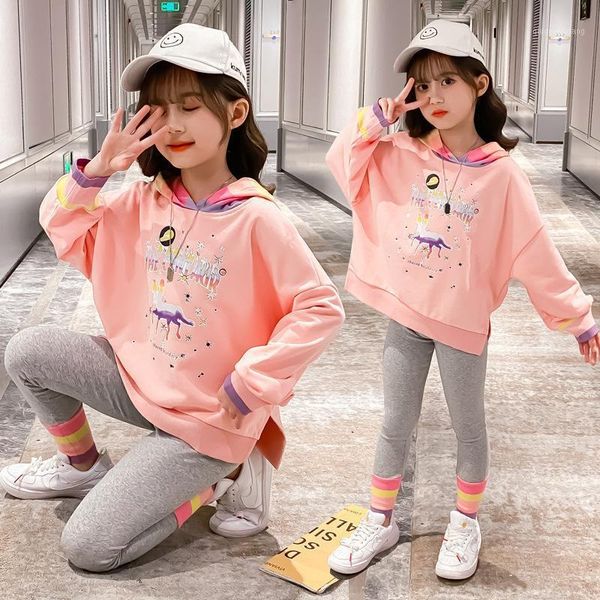 

girls clothes sets autumn children's clothing set hoodies sweatshirt + pants casual kids sport suits teenage 6 7 8 9 10 12 years1, White