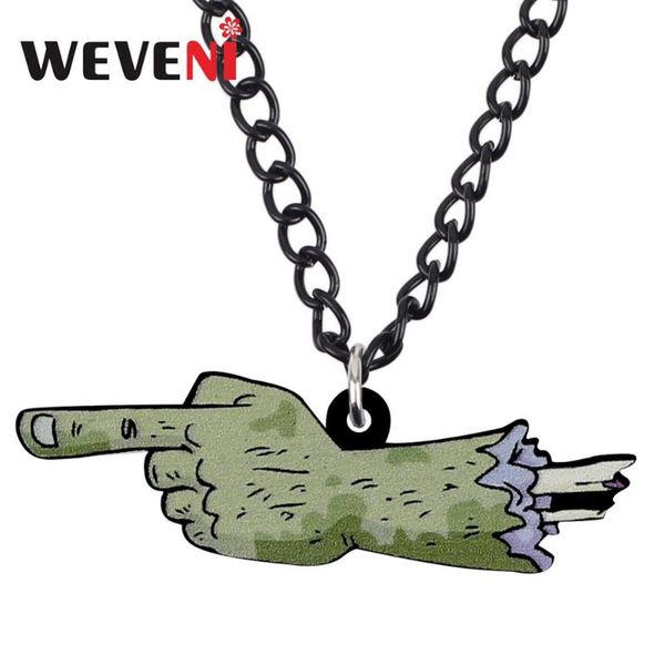 

pendant necklaces weveni acrylic halloween zombie hand finger necklace long choker festival decoration jewelry teen girl charm 2021 gifts, Silver