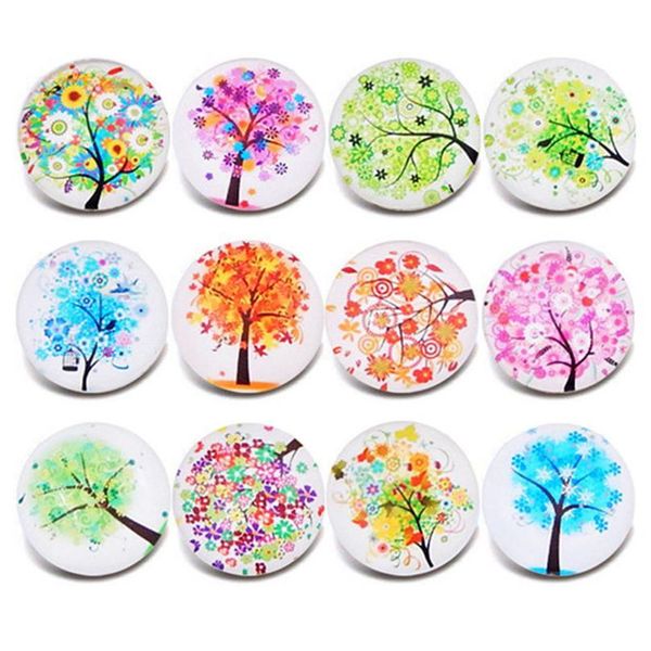 

10pcs/lot new glass snap jewelry tree of life mixed pattern snap buttons fit 18mm/20mm diy snap bracelet buttons jewel sqclnt