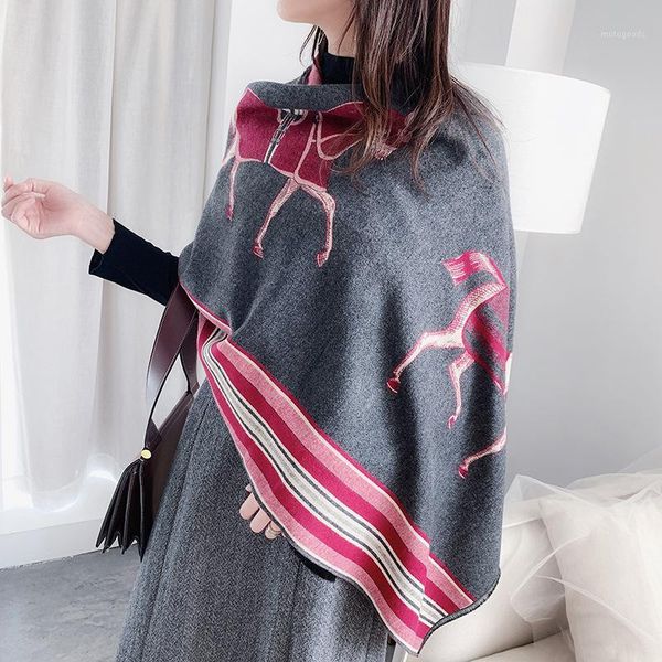 

scarves style lady seaside sunscreen beach towel winter cashmere fashion thickened wool scarf warmth carriage shawls1, Blue;gray