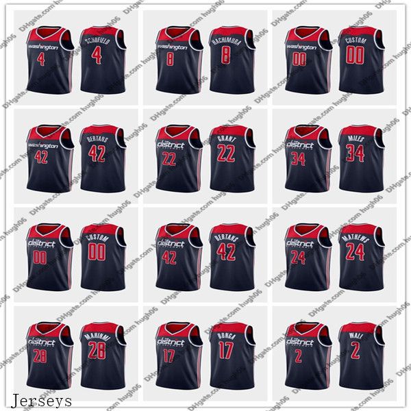 

men wizards washington 2 wall 3 beal 8 hachimura 22 porter basketball jerseys bradley rui john otto navy statement jersey, Black