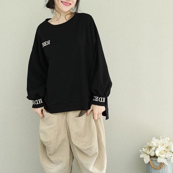 

2021 new size large women's dress sleeve polyester autumn winter lazy jacket slash art and tgsp, Black