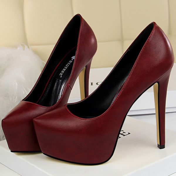 

2021 female fetish red wine 13.5cm high heels five.5cm platform luxury scarpin bombs women party club shoes mc3x, Black