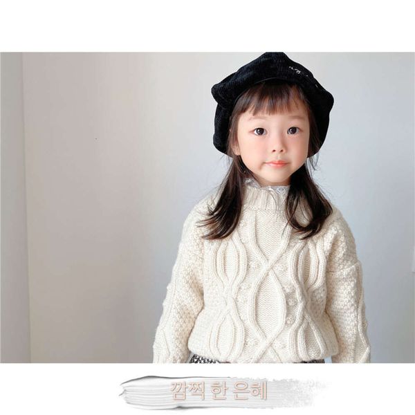 

new 2020 winter korean autumn children's loose girls' lace round neck pullover sweater foreign sle yp9y, Blue