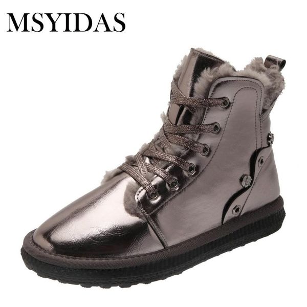 

women snow boots leather ankle boots warm winter women shoes waterproof snow female plush shoes non-slip, Black