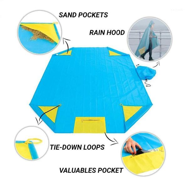 

outdoor pads multifunction waterproof pocket beach blanket folding camping mat mattress portable lightweight picnic mats raincoat1