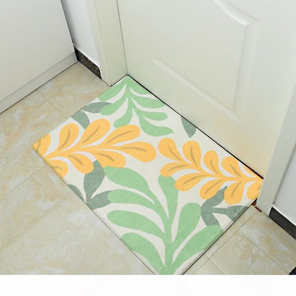 

new product cashmere imitation floor mat leaves pattern soft absorbent non-slip door mats carpet home decor bedroom balcony mat
