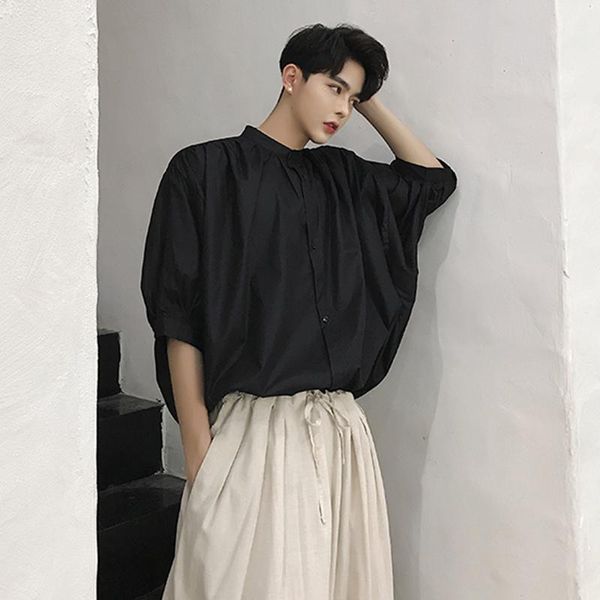 

men's and women's bat sleeve clothing bf style youth loose men's shirt baby shirt summer hairstylist oversize1, White;black