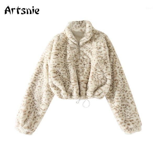 

artsnie winter leopard fleece turtleneck sweatshirts women zipper long sleeve hoodies streetwear warm oversized sweatshirts1, Black