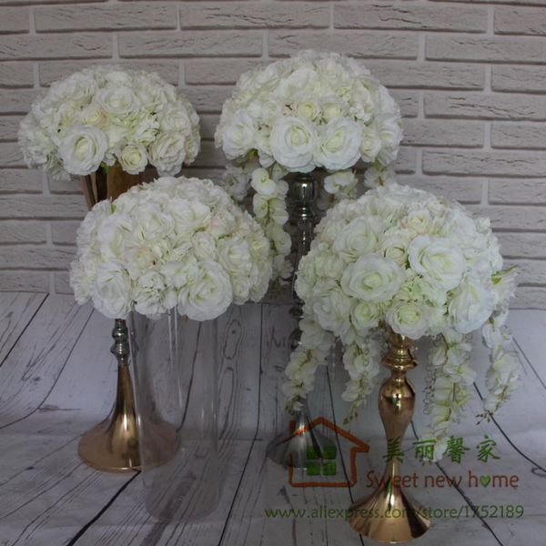 

artificial flower table centerpiece flower balls wedding road lead new hydrangea rose wisteria flowers decoratio