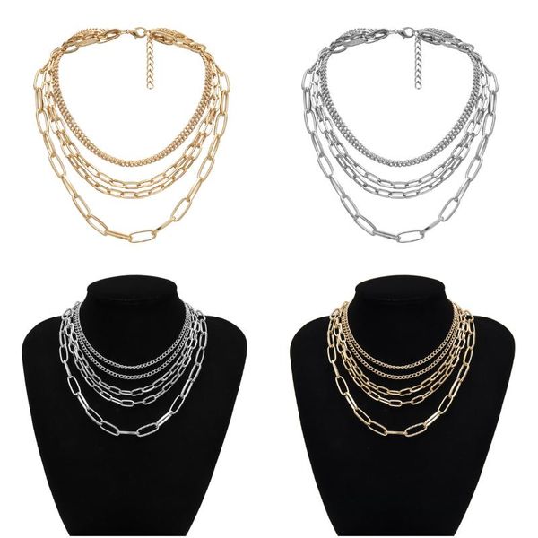 

gothic multi layer baroque pearl chunky chain necklace collares punk heart pendant choker necklace festival couple jewelry, Golden;silver