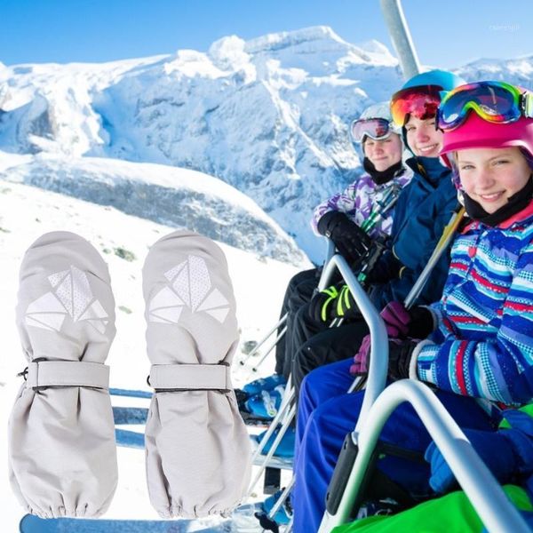 

1 pair children winter warm ski windproof non-slip snow mittens1