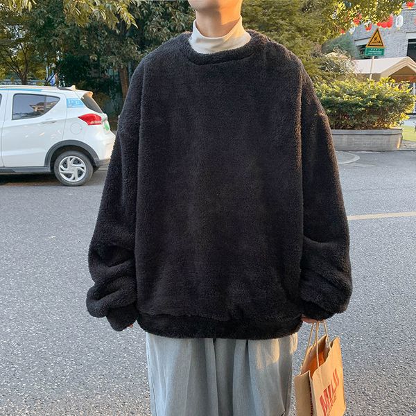 

Autumn 2021 Jersey New Winter Lamb Wool Versatile Nightgown Male Clothing DQ69, Black