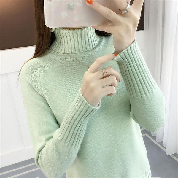 

turtleneck sweater womens long sleeve knitted pullovers sweaters 2021 autumn winter womens loose candy colors female jumper, White;black