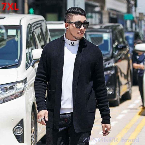 

plus size men's cardigan sweater trendy brand loose sweater hooded long large size cardigan men 7xl 6xl 5xl1, White;black