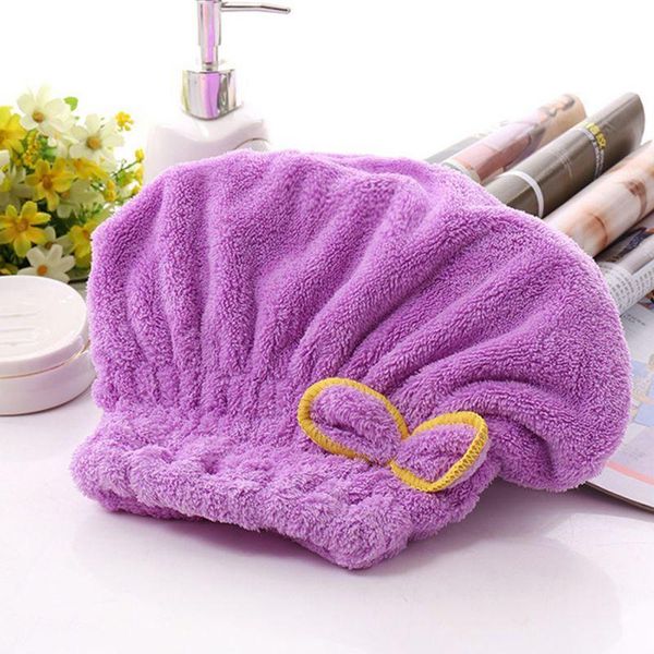 

shower caps coral comfort cute dry hairthickening headband-purple pink for