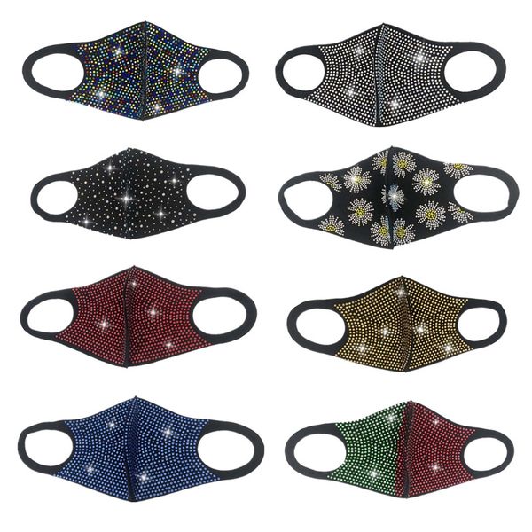 

dhl мода пылезащитная маска для лица bling bling алмаз защитная маска pm2,5 рот маски моющиеся многоразовые женщины красочные стразы