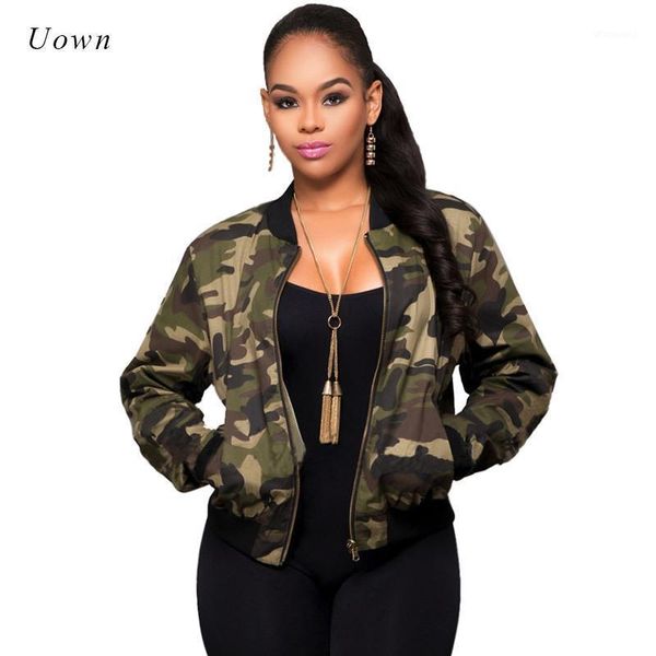 

women camouflage printed jackets 2020 autumn round neck long sleeve camo baseball jackets basic short coat bomber jacket outwear1, Black;brown