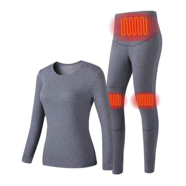 

usb electric heated underwear set motorcycle jacket heating underwears fleece thermal long johns & pants men women, Gray;blue
