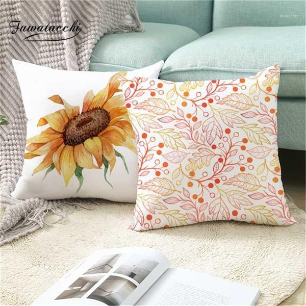 

cushion/decorative pillow fuwatacchi flower po cushion cover sunflower leaves printed covers for home sofa couch decor pillowcases1