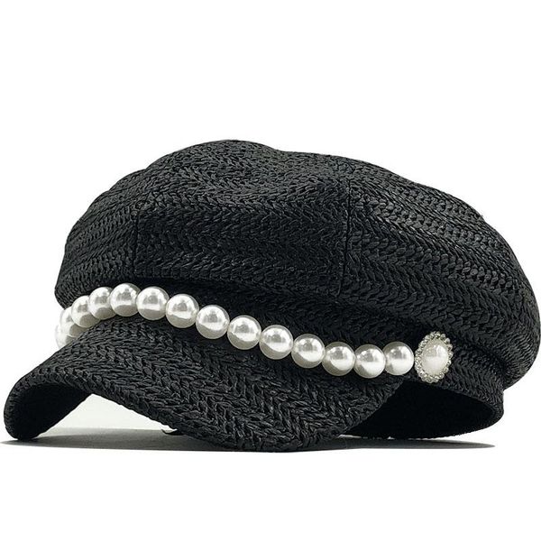 

berets summer sun hats for women solid plain octagonal sboy cap girls ladies casual straw hat raffia beret painter, Blue;gray