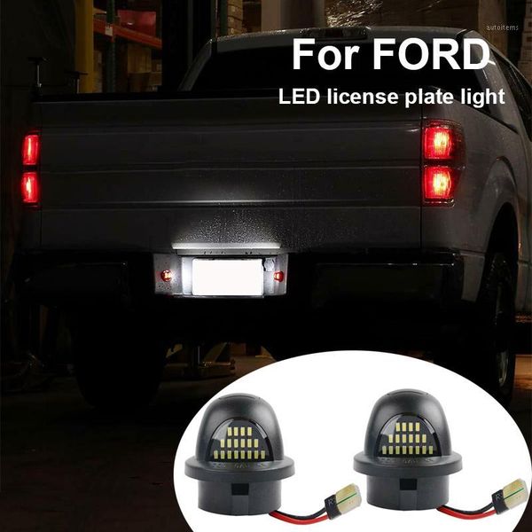 

2pcs led license plate number lamp with red warning light for f150 f-series ranger bronco excursion mark lt1