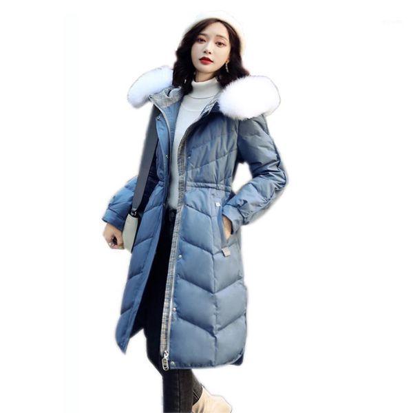 

down jacket women faux fur collar thick warm down coat winter hooded puffer jacket 2019 new fashion casual long1, Black