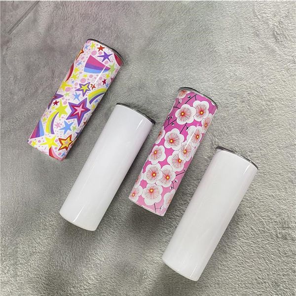

20oz blank sublimation skinny tumbler stainless steel insulated double wall vacuum travel mug sealed lid straw sea ship owe2685