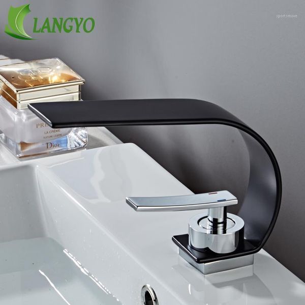 

bathroom sink faucets langyo cold and waterfall brass black chrome white basin faucet mixer deck mounted single handle tap br-2021a1