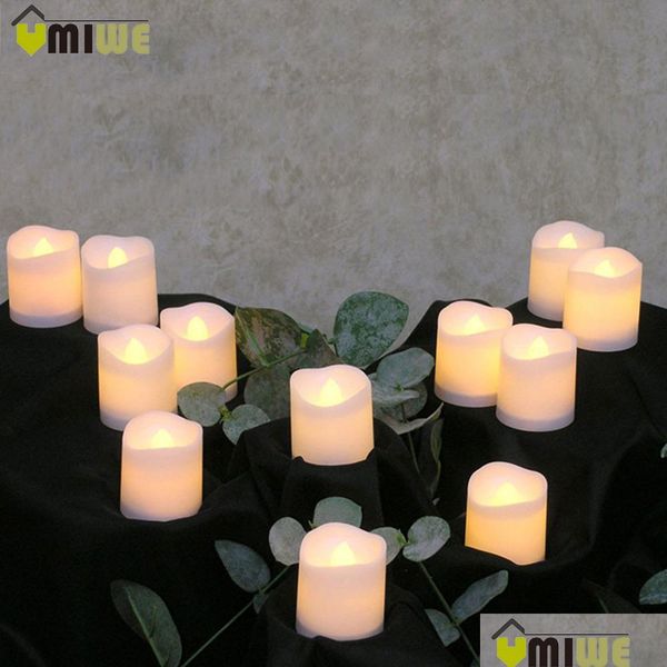 

12pcs flameless led candle flicker light lamp decoration electric battery -powered candles yellow tea light par jllblt dhsybaby