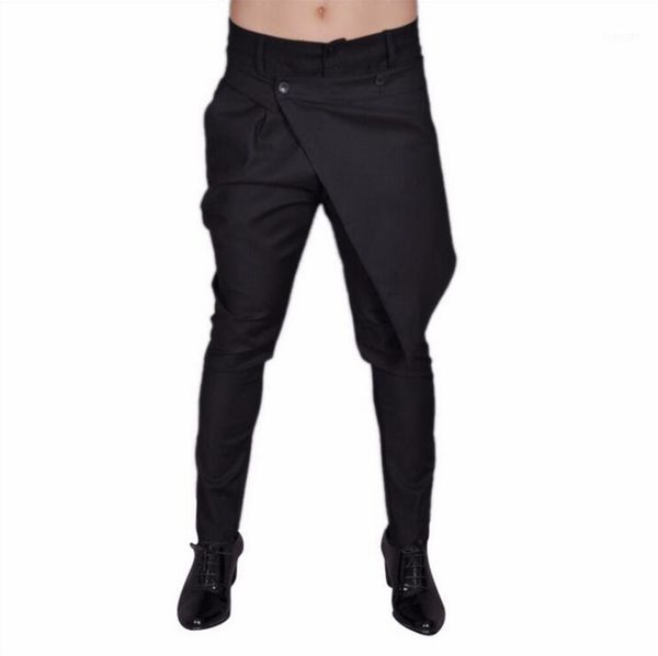 

27-44 new 2017 men's clothing dj hair stylist catwalk fashion casual harem pants culottes trousers plus size singer costumes1, Black