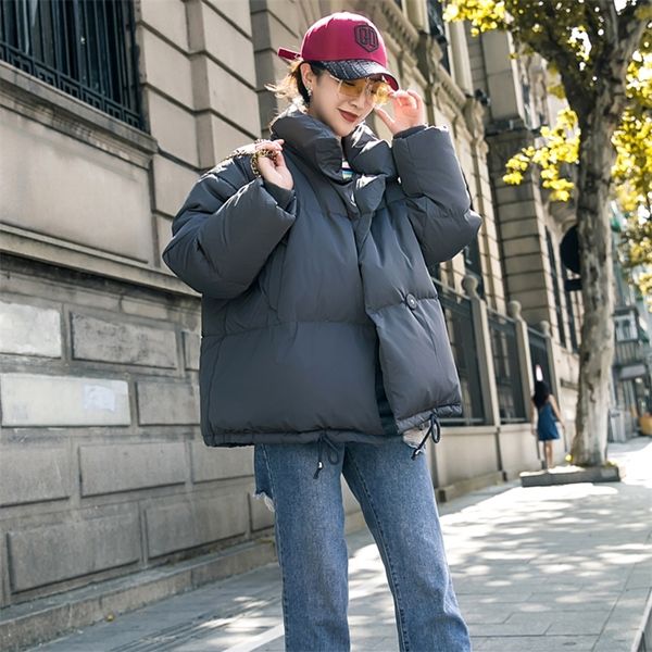 

real down jacket female winter new korean version short style loose fashion white duck down thickened 201214, Black