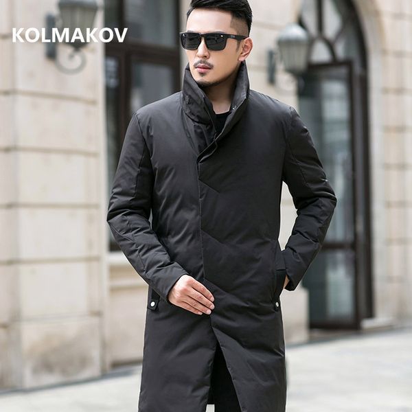 

2019 men's clothing stand collar white duck down hooded down jacket men casual winter coat men thick jackets, Black