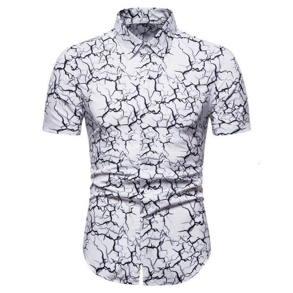 

белый принт с короткими рукавами рубашка мужчины camisa masculina 2020 бренд slim fit business случайные мужские рубашки мужские рубашки сва, White;black