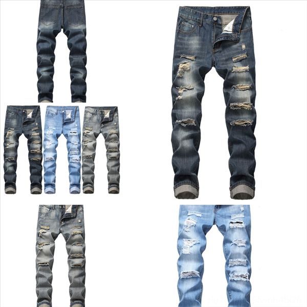 

ogsxa plus size white men's jeans quanbo man hole men fashion casual printed jeans stretch skinny brand jean outfit denim, Black