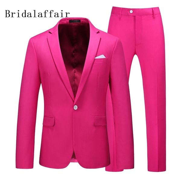 Kuson Sıcak Pembe Erkekler Düğün Takım Elbise Casual Erkek Blazer Pantolon Erkekler için Slim Fit Suits Kostüm İş Resmi Parti Damat Smokin 201105