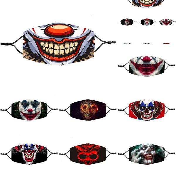 

clown face skull halloween factorywlqtmasks designer print adjusable washable reusable pm2.5 protective with filters