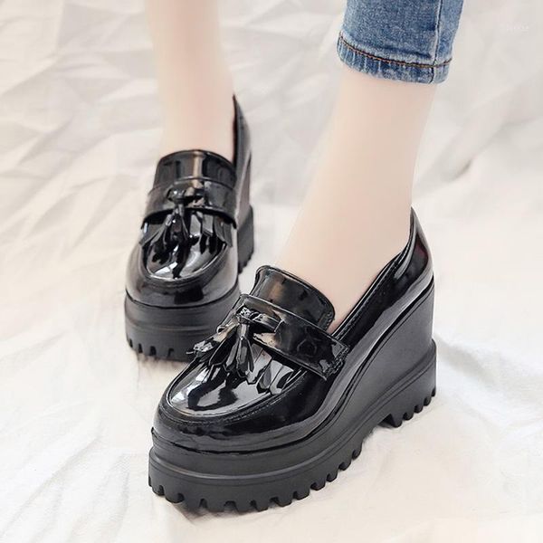 

increase the british style small leather shoes in spring 2021 new type of original single shoe women's shoes1, Black
