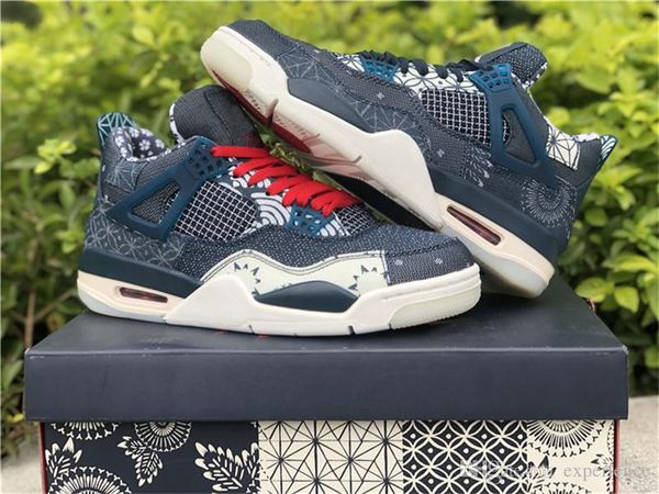 

2020 release authentic 4 se sashiko 4s deep ocean sail cement grey fire red men women outdoor shoes sports sneakers with original box