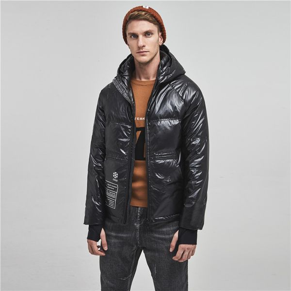 

casaco jaqueta de inverno 2020 dos homens com capuz parka quente casual fino ajuste estudante jaquetas streetwear parkas zper, Black